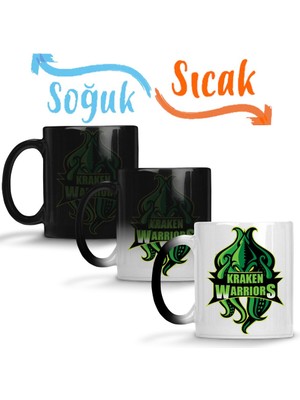 Baskı Dükkanı Kraken Warriors Sihirli Kupa Bardak Porselen