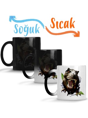 Baskı Dükkanı T Rex Sihirli Kupa Bardak Porselen