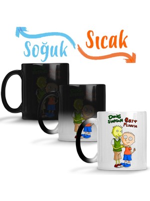 Baskı Dükkanı Bart Funnie E Doug Simpson Sihirli Kupa Bardak Porselen