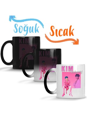 Baskı Dükkanı Bts Kim Taehyung V 90S Sihirli Kupa Bardak Porselen