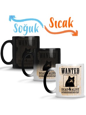 Baskı Dükkanı O Gato De Schrödinger Cat Kedi Sihirli Kupa Bardak Porselen