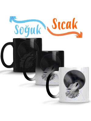 Baskı Dükkanı Lobo Uivando Sihirli Kupa Bardak Porselen