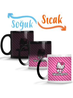 Baskı Dükkanı Hello Kitty Sihirli Kupa Bardak Porselen