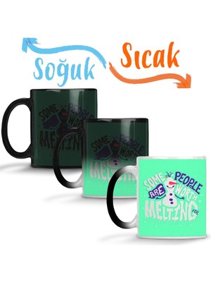 Baskı Dükkanı Sevimli Kardan Adam Sihirli Kupa Bardak Porselen