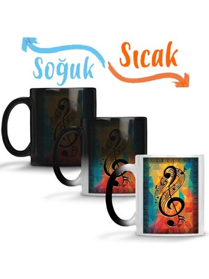 Baskı Dükkanı Lota Sol Anahtarı Müzik Sihirli Kupa Bardak Porselen