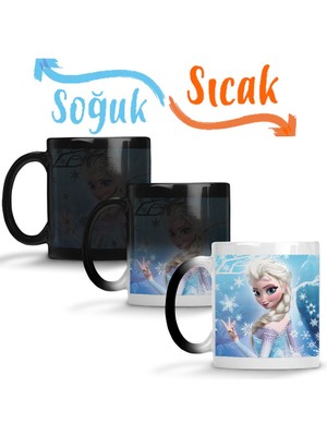 Baskı Dükkanı Frozen Elsa Sihirli Kupa Bardak Porselen