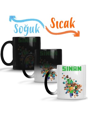 Baskı Dükkanı Kişiye Özel Minecraft Sihirli Kupa Bardak Porselen