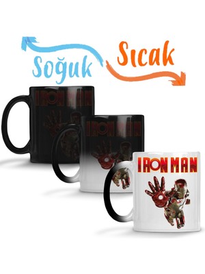 Baskı Dükkanı Iron Man 02 Sihirli Kupa Bardak Porselen