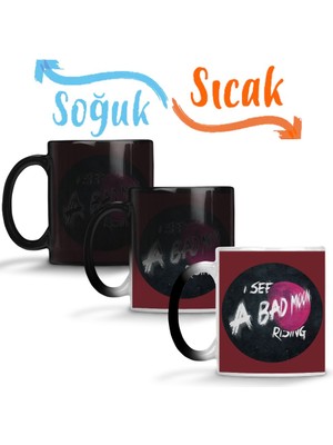 Baskı Dükkanı Creedence Clearwater Bad Moon Rising Sihirli Kupa Bardak Porselen