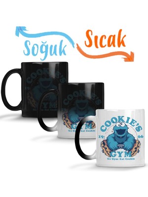Baskı Dükkanı Cookie Monster Kurabiye Canavarı Sihirli Kupa Bardak Porselen