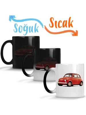 Baskı Dükkanı Fiat 500 F Vintage Sihirli Kupa Bardak Porselen