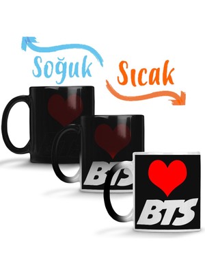 Baskı Dükkanı I Love Bts Sihirli Kupa Bardak Porselen