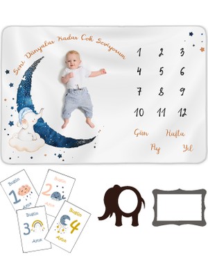 Moky Design Yeni Doğan Bebek Battaniyesi Anı Polar 150 x 100 Cm, Erkek Bebek Yenidoğan Aylık Fotoğraf Çekim Örtüsü