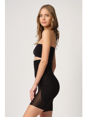 Emay Siyah Emay 2928 Ön Agraflı Tül Paçalı Lazer Korse