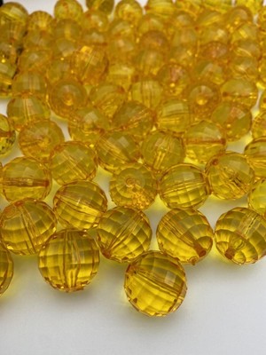 Hedef Bijuteri 22MM Hardal Renk Dünya Model Akrilik Boncuk, Takı Çanta Yapım Boncuğu (100GR,~16 Adet)