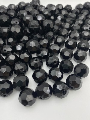 Hedef Bijuteri 20MM Siyah Renk Petek Model Akrilik Boncuk, Takı Çanta Yapım Boncuğu (100GR,~22 Adet)