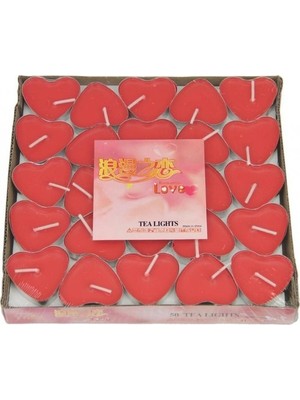 Bal10 Dünyası Kalp Şekilli Tealight Mum 25 Adet, Dekoratif Mum, Romantik Ortam Mumu