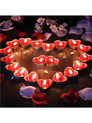 Bal10 Dünyası Tealight Mum 50'li Kalpli Kırmızı Yer Mumu Evlilik Teklifi Yıldönümü Süsleme