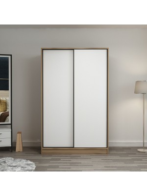 Minar Kale 2 Kapaklı Sürgülü Dolap 120   cm - Dore/beyaz 210  cm