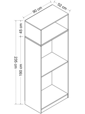 Minar Kale 2 Kapaklı 2 Aynalı Dolap ve Yüklük Antrasit Dore 210  cm