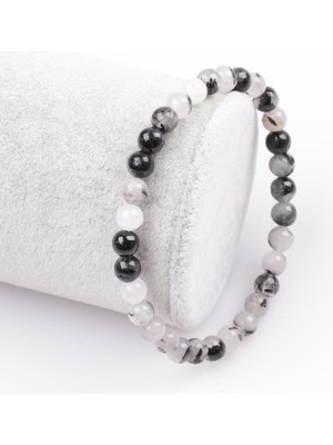 Alibaba Doğaltaş Rutil Kuvars Doğal Taş Bileklik 6 mm Küre Kesim