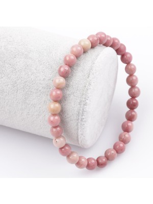 Alibaba Doğaltaş Pembe Jasper Doğal Taş Bileklik 6 mm Küre Kesim