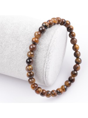 Alibaba Doğaltaş Kaplan Gözü Doğal Taş Bileklik 6 mm Küre Kesim