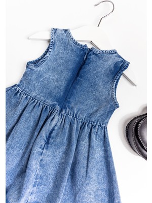 Babymod Denim Kumaş Fiyonklu Çantalı Bebek Elbise
