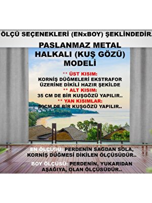 Altın Pamuk Enxboy Seçenekli Kuşgözlü Balkon Perdesi Brandası Krem