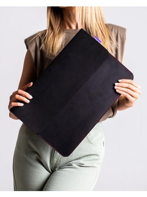 UBUN2BAG Unisex Apple MacBook Pro 16" Laptop Kılıfı  Deri Crazy Horse Kömür Sleeve