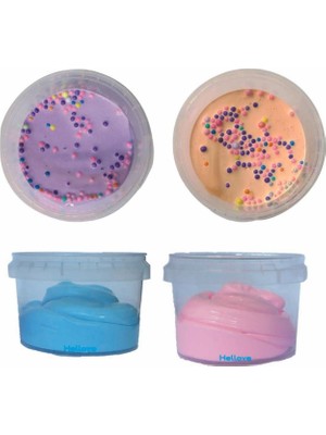 Hellove Boncuklu Slime + Normal Slime 2 Adet + 2 Adet 4 Adet Oyun Hamuru