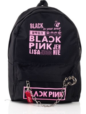 Alp Collection Blackpink Kpop Baskılı Piercing Zincirli Sırt Okul Çantası