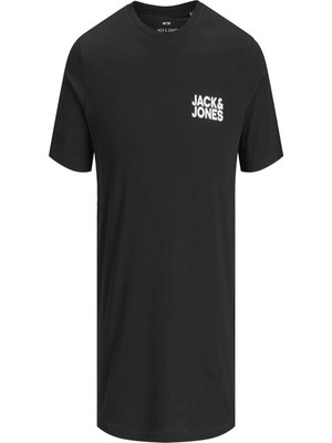 Jack & Jones 12151955 Sol Gogus Kucuk  Yazili Tshirt Siyah