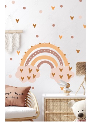 Msticker Gökkuşağı ve Kalpler Çocuk Bebek Odası Dekorasyon Sticker Seti