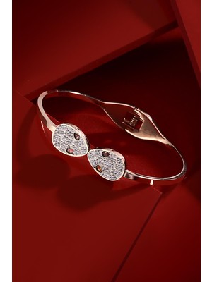 Frnch Kadın Çelik Figürlü Parıltılı Taşlı Bileklik FRJ10930-1030-C