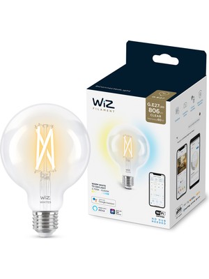 Wiz 60W Sarı-Beyaz Ambiyans E27 Şeffaf Cam Akıllı Filament Ampul (G95)