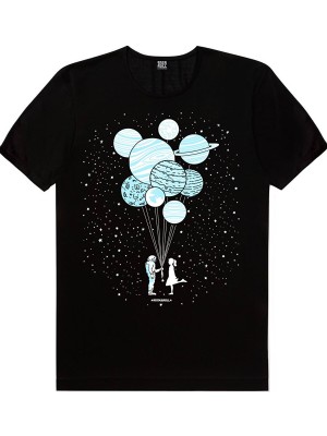 Rock&Roll Balon Gezegenler, Karlar Düşer, Süpürgeli Astronot Kadın 3'lü Eko Paket T-Shirt