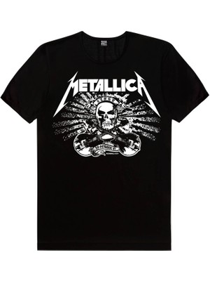 Rock&Roll Geometrik Geyik, Metallica Kurukafa, Motorcu Kurukafa Kadın 3'lü Eko Paket T-Shirt