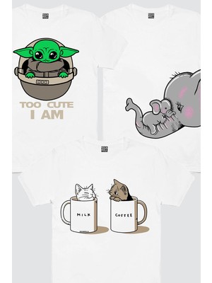 Rock&Roll Anne Bebek, Bebe Yoda, Sütlü Sade Kadın 3'lü Eko Paket T-Shirt