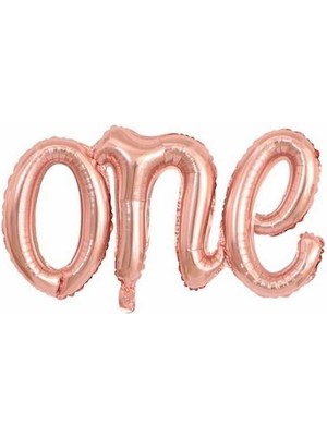 Parti Sürprizi Rose Gold One Yazı Folyo Balon