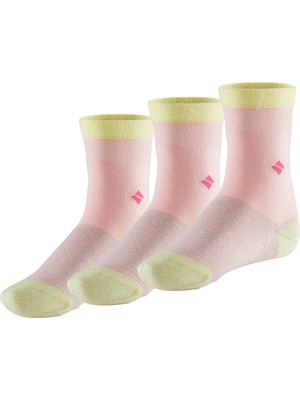 Bonny Silver Koku Yapmayan Soket Kız Çocuk Pembe Sarı Gümüş Çorap 3'lü Paket