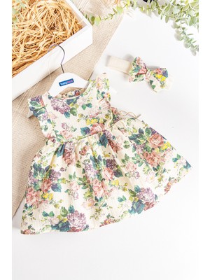 Babymod Çiçek Desenli Bandanalı Kız Bebek/çocuk Elbise