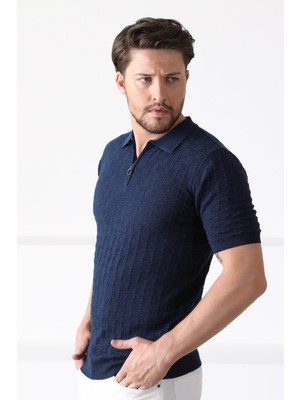 Ferraro A.laci Polo Yaka Fermuarlı Erkek Pamuk Triko T-Shirt