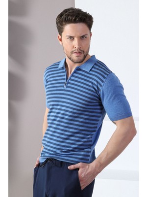 Ferraro A.havacı/a.laci Polo Yaka Fermuarlı Erkek Pamuk Triko T-Shirt