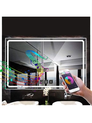 Global Led Mirror 75X105 cm Bluetoothlu Dokunmatik Tuşlu Buğu Yapmayan Ledli Banyo Aynası