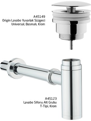 Artema Vitra Origin Lavabo Sifonu Ve Süzgeç Seti, Krom