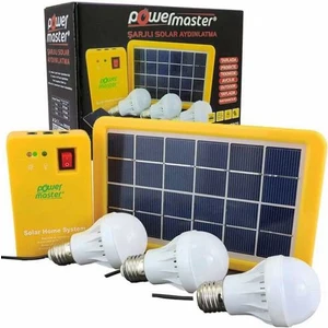 PM-8905 Güneş Panelli̇ 3 Lambalı Powerbank Özelli̇kli̇ Çok Amaçlı Şarjlı Solar Aydınlatma