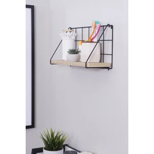 Metal Ahşap 1 Raflı Tel Duvar Rafı Banyo Organizer Banyo Rafı