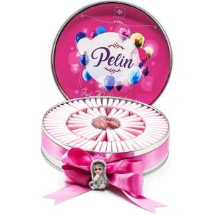 Nin Chocolate Nin Kız Bebek Çikolatası Metal Yuvarlak Kutu Balonlar Baskılı (80 Adet Napoliten Çikolata)