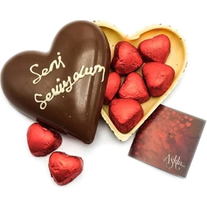 Nin Chocolate Seni Seviyorum Kalp Içinde Yaldızlı Çikolata
